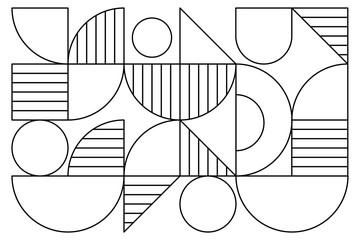Symmetry geometric arrangement in line geometric background. Vector seamless modern design.