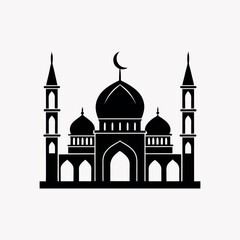 Simple Mosque Design Silhouette Vector for Religious Themes