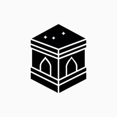 Sacred Kaaba Silhouette Vector on White Background