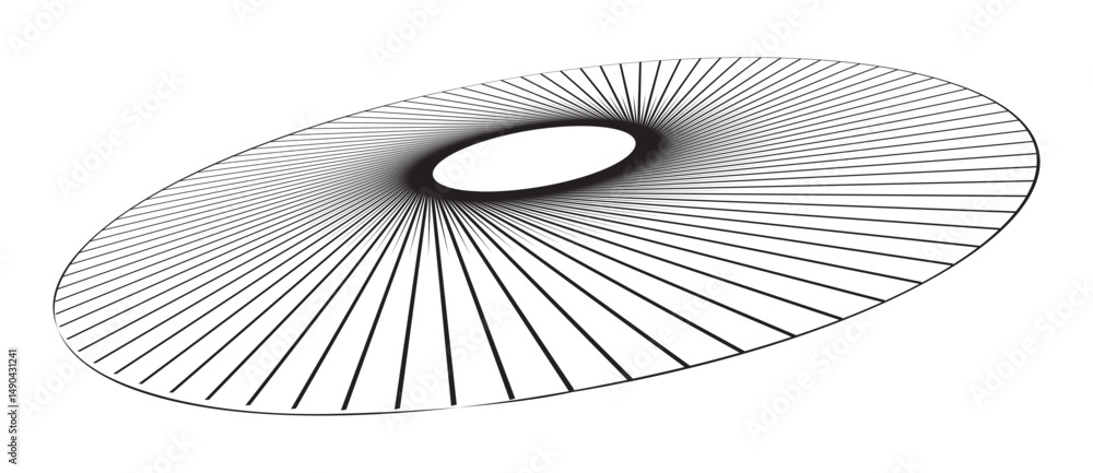 Poster spiral with black speed lines as dynamic abstract vector background or logo or icon. artistic illust