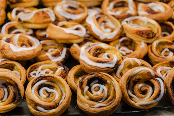 Dessert. Many buns lie one on top of the other.