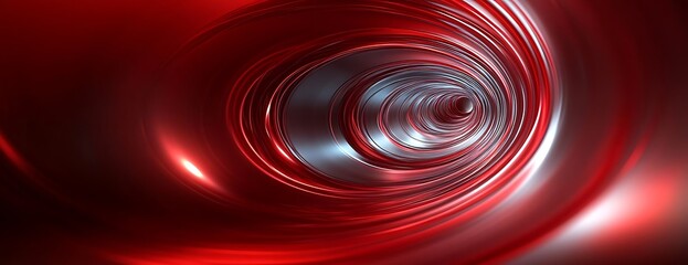 Fototapeta premium Red metallic spiral vortex. Abstract background