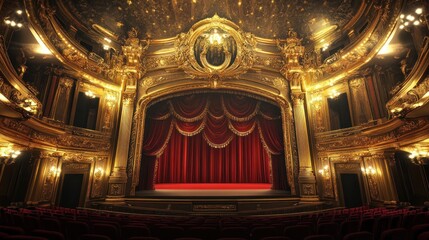 Obraz premium Opulent Theater Stage: A Golden Era of Performance