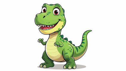 Fototapeta premium A cute green cartoon baby dinosaur