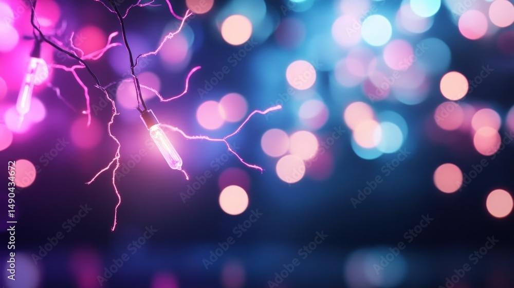 Aufkleber illuminated string lights with bokeh background for holiday and celebration design
