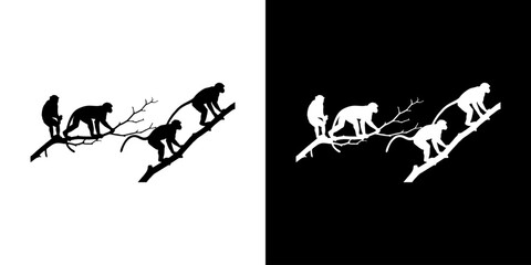 Monkey silhouette vector illustration 104