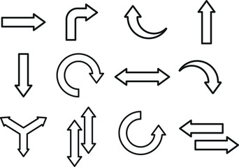 Navigational Symbols: A collection of minimalistic directional arrows, offering a sleek and versatile design element for diverse visual communication needs.  © sumon20570