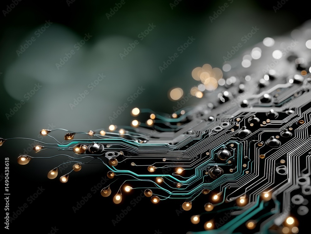 Poster futuristic circuit board technology showcase digital realm abstract art innovative design close-up v