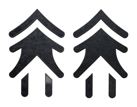 Black Arrow Icon Pointing Upwards with Gentle Curve on White Background, Isolated on Transparent Background