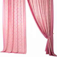 Pink curtains isolated on white background