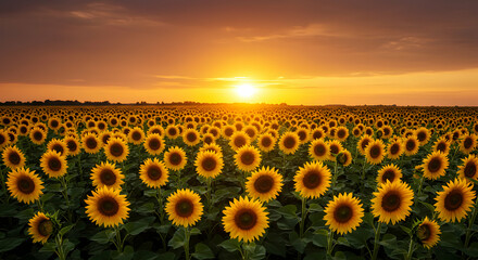 Sunflowers at sunset field