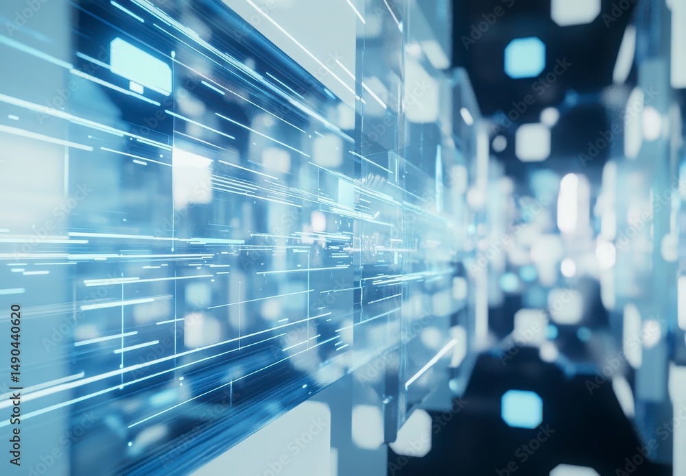 Aufkleber abstract digital data flow network connection futuristic cyber space