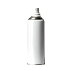 A white aerosol spray can stands upright against a stark png background