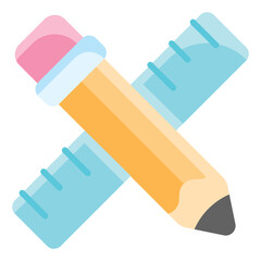 Pencil And Ruler Flat Icon