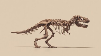 Naklejka premium Tyrannosaurus Rex Skeleton: A skeletal depiction of a prehistoric predator, revealing its formidable structure.