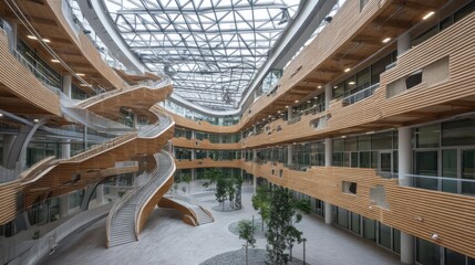 Obraz premium An innovative production hall using green technology to minimize pollution