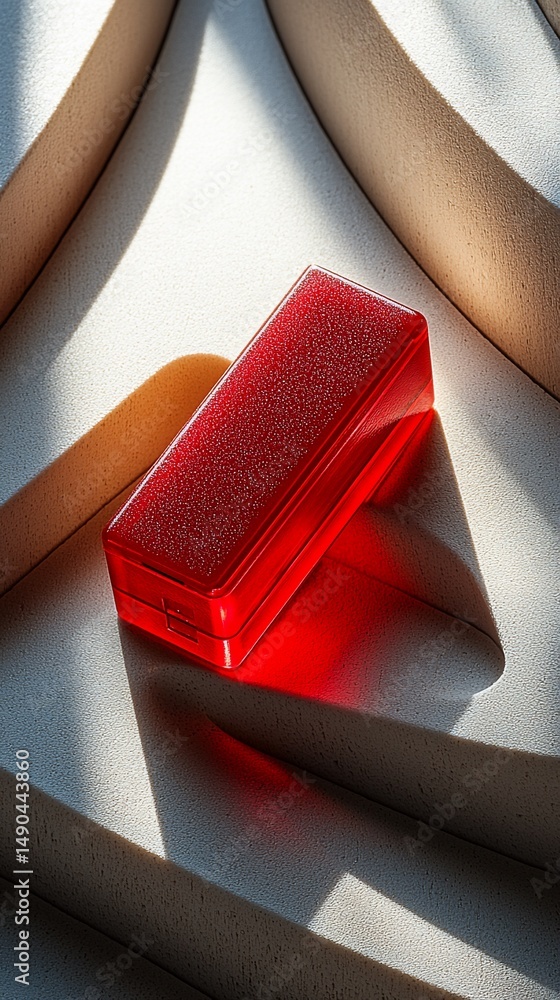 Poster red rectangular object on light background