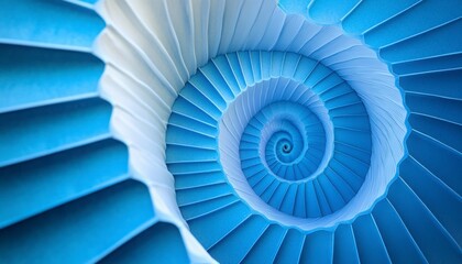 Abstract Blue And White Spiral Staircase 3D Render