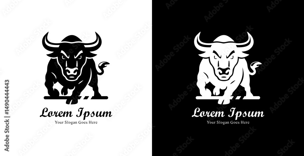 Aufkleber the logo design is in the form of a running bull with a front view