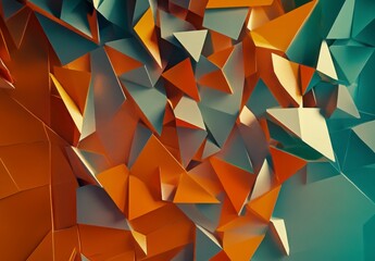 Fototapeta premium Abstract Geometric 3D Background With Orange And Teal Triangles