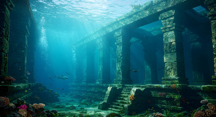 Underwater ancient ruins