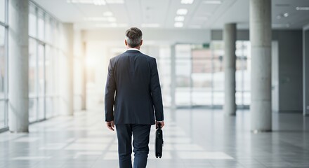 Businessman walking in office building
