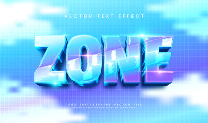 3d Colorful Modern Zone, Editable Vector Text Effect. Elegant Technology Concept.