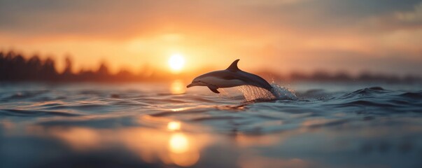 Dolphin leaping at sunset a moment of freedom and beauty in the ocean environment