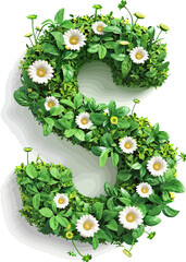 green grass with flowers