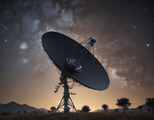Satellite internet antenna against starfield backdrop , future, astronomy