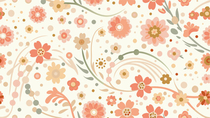 Floral Seamless Pattern in Pastel Colors. This seamless pattern features pattern, seamless pattern, print, wallpaper,  wrapping paper, textile, design, background, retro, vintage, vector illustration.