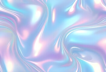 Obraz premium Liquid Pastel Holographic Texture with Iridescent Gloss and Smooth Flowing Waves