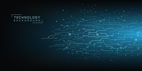blue technology background. abstract technology on dark blue background. Hi-tech circuit board connection system concept. vector illustration