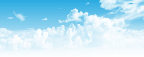 Landscape of white cloud and blue sky photo.  Vector illustration.
