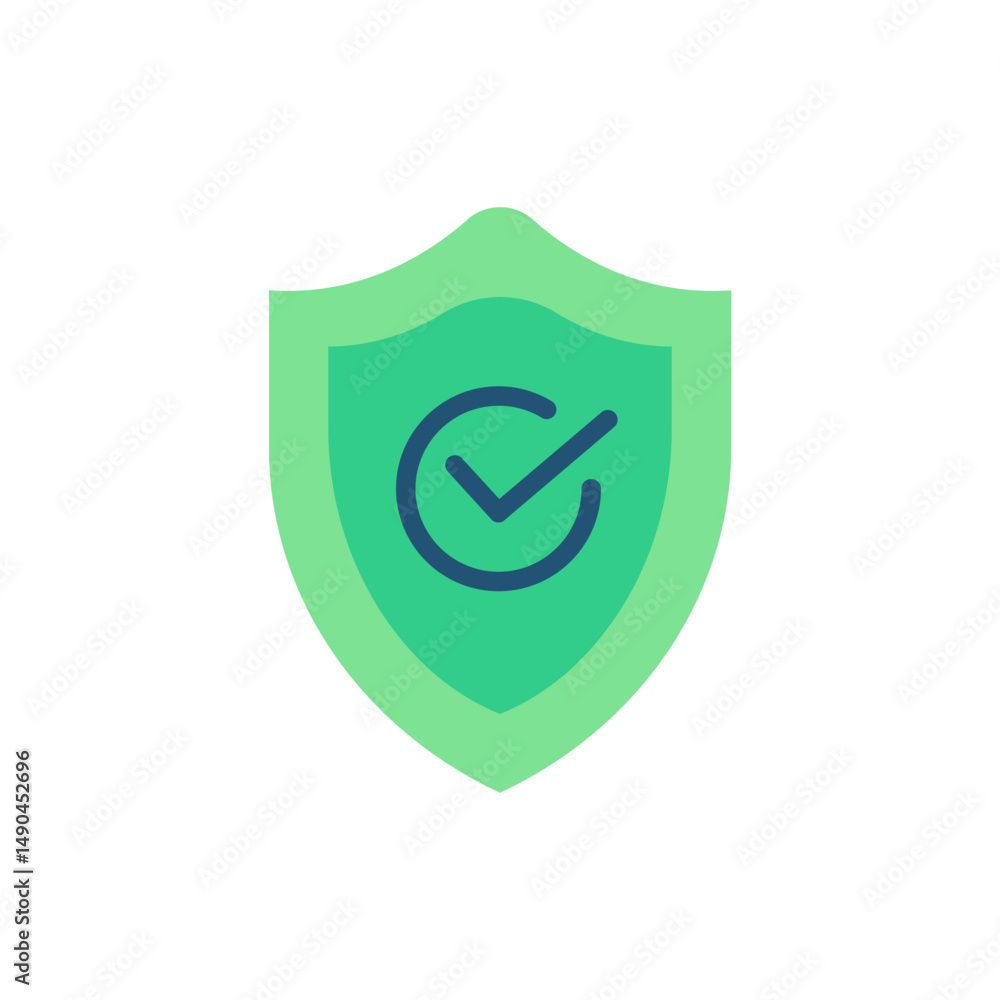 Poster stylized security verification emblem with checkmark on transparent background