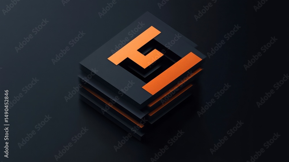 Poster abstract 3d cube logo with initial letters