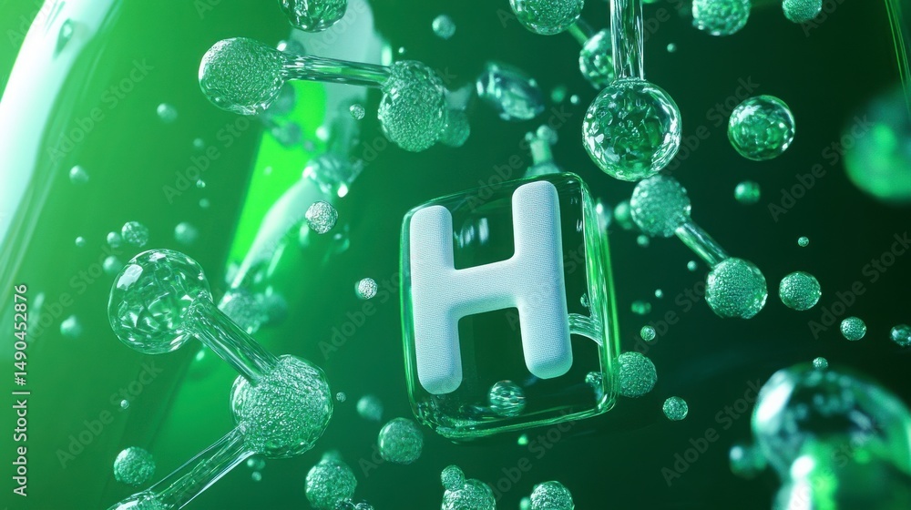 Poster abstract 3d rendering of atomic molecules in green