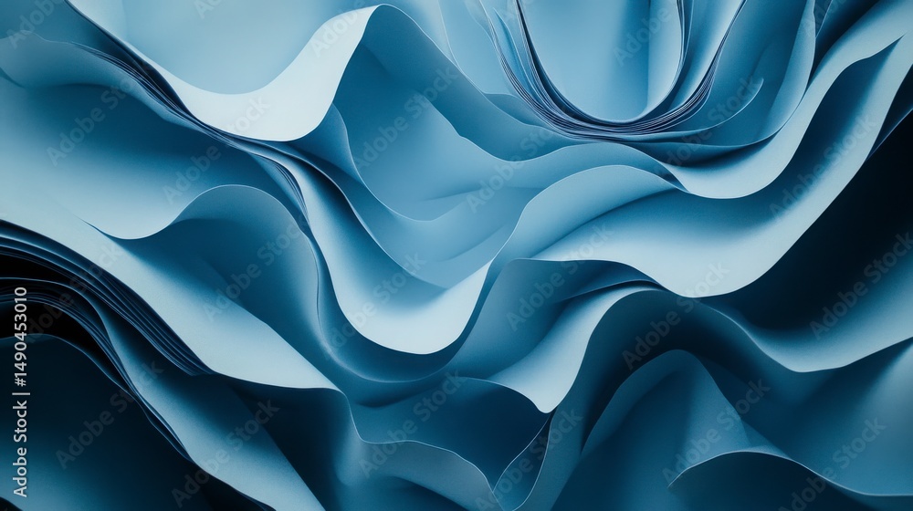 Poster Abstract Azure Wave Pattern Background Fluid Curves and Soft Hues