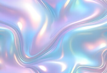 Liquid Pastel Holographic Texture with Iridescent Gloss and Smooth Flowing Waves

