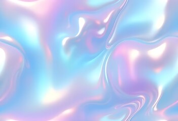 Liquid Pastel Holographic Texture with Iridescent Gloss and Smooth Flowing Waves

