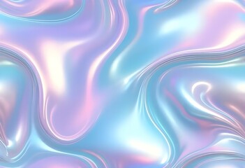 Liquid Pastel Holographic Texture with Iridescent Gloss and Smooth Flowing Waves

