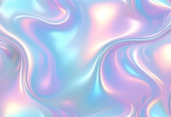 Liquid Pastel Holographic Texture with Iridescent Gloss and Smooth Flowing Waves