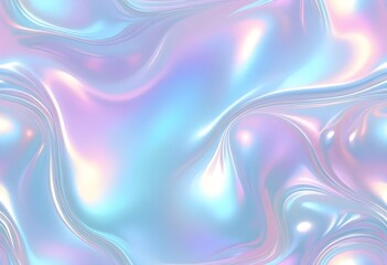 Liquid Pastel Holographic Texture with Iridescent Gloss and Smooth Flowing Waves