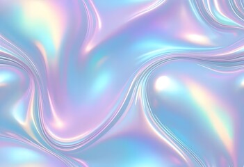 Liquid Pastel Holographic Texture with Iridescent Gloss and Smooth Flowing Waves