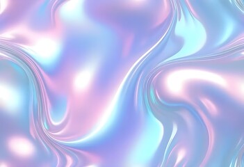 Liquid Pastel Holographic Texture with Iridescent Gloss and Smooth Flowing Waves