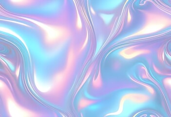 Liquid Pastel Holographic Texture with Iridescent Gloss and Smooth Flowing Waves