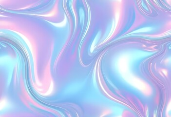 Liquid Pastel Holographic Texture with Iridescent Gloss and Smooth Flowing Waves