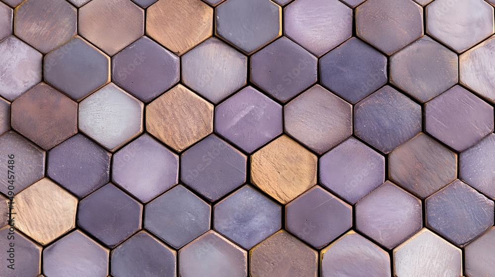 Aufkleber hexagonal purple tiles form a seamless geometric pattern with varying shades, creating a modern and 