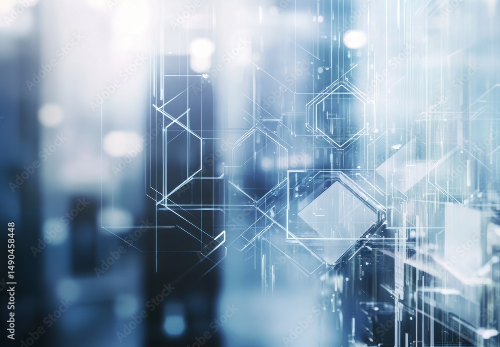 Poster abstract technology network background with geometric lines and shapes