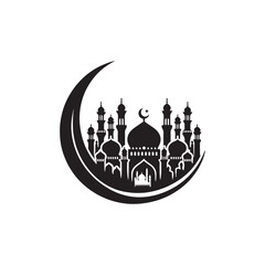 Eid Al Adha Silhouette Vector Illustration, Solid White Background.